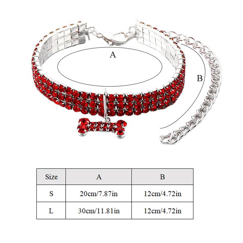 Luxus Katzenhalsband Knochenform Haustierhalskette für Katzen Kleine Hunde Verstellbares Katzenkristallhalsband Welpenhalskette Haustierbedarf