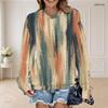 Women Plus Size Round Neck Long Sleeve Ribbed Cuffs Geometric Printed Sweatshirt
