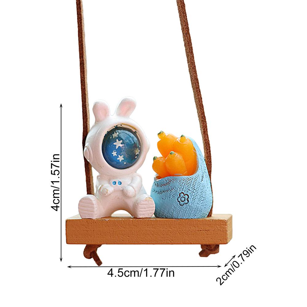 Swing Astronaut Car Pendant Space Rabbit Shape Decorative Tree Pendant With Lanyard Funny Colorful Car Ornaments For Walls Doors