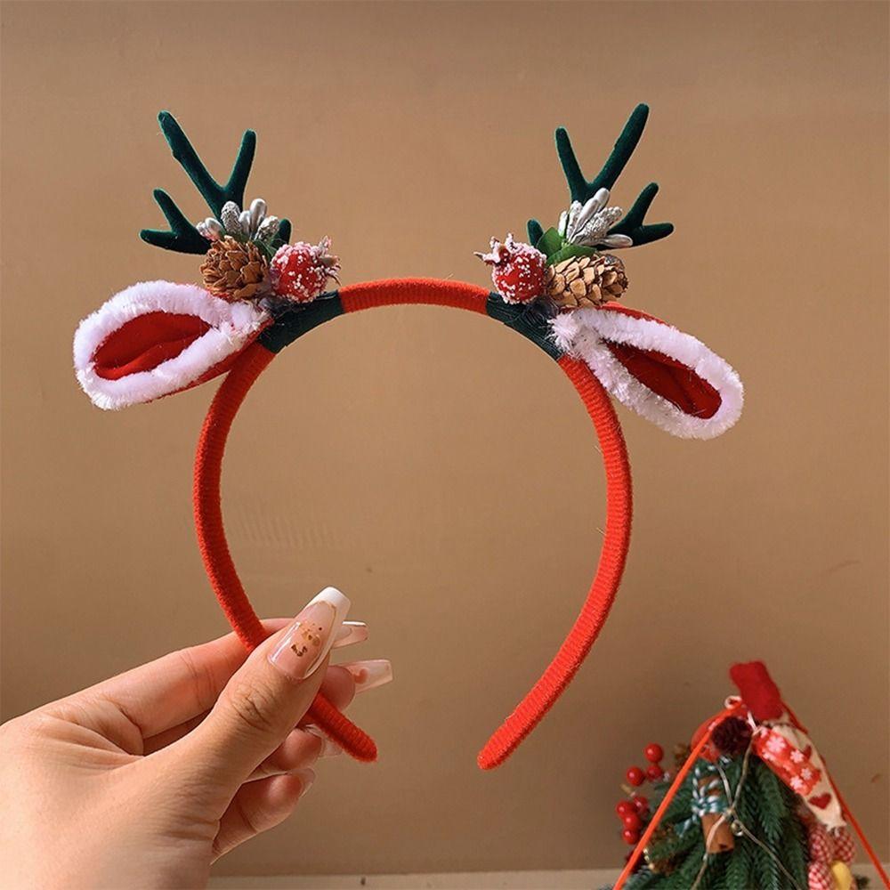 Elk Hair Hoop Antlers Headband Elf Deer Horn Hair Band Funny Christmas Headband  Female
