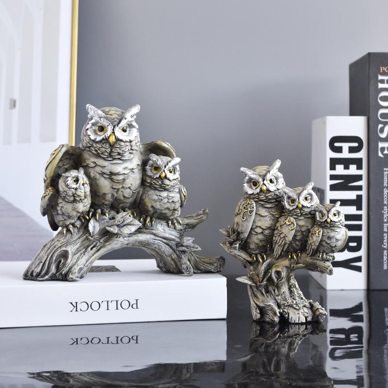 Owl Resin Handicrafts As Decorative Home Items for Living Room Soft Furnishing Display Pieces