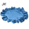 Dekorative Tischsets für Schminktisch 15 Zoll Boho Stoff Platzset, Rustikal Farmhaus Runder Rüschen Platzset, Unterlagen Heimdeko Waschbar Muschelförmig