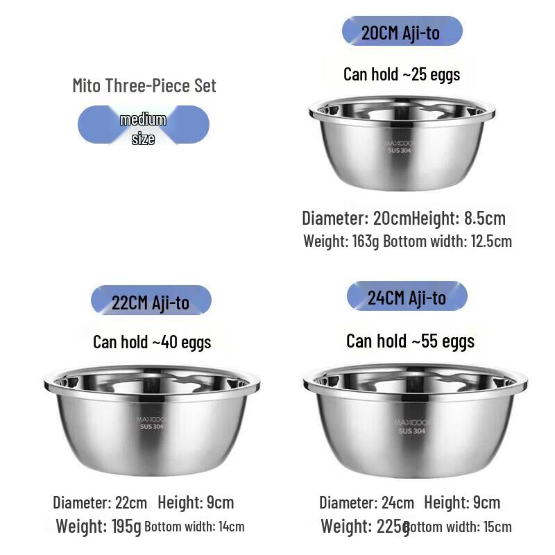 MAXCOOK 304 Stainless Steel Basin Set