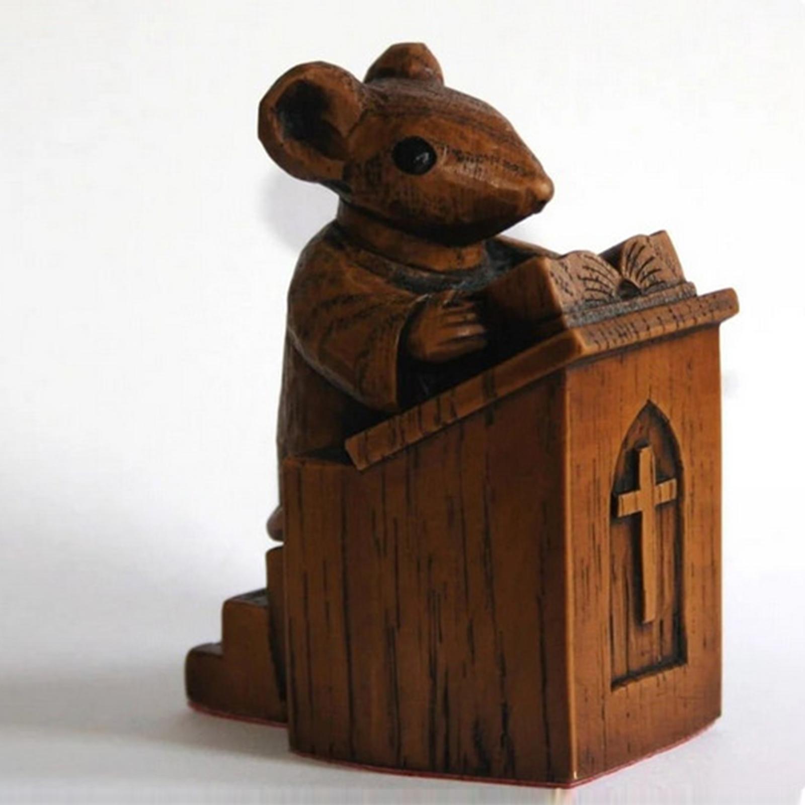 

Church Mouse Statue Resin Office Desktop Decor Easy Clean Unique Design Mouse church mouse #1