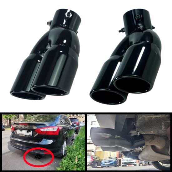 Exhaust Pipe Double Outlet Exquisite Workmanship Stainless Steel Curved Exhaust Pipe Tail Muffler Tip for Car