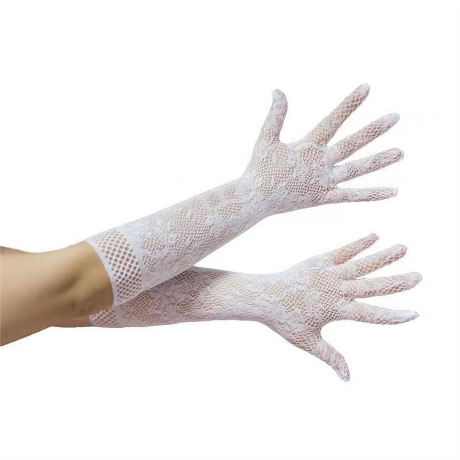 

Vintage Sheer Lace Gloves, Formal Opera Gloves for Bridal, Prom & Costume L білий