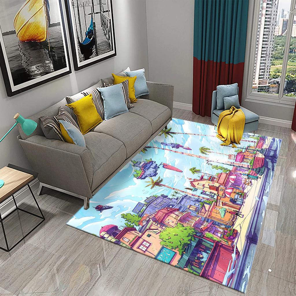 Kids Cartoon Carpet Colorful Graffiti Rug Teens Street Hip Hop Rectangle Area Rugs Bedroom Mats Flat Mat Living Room Door Mat