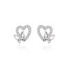 Beixi S925 Sterling Silver Heart & Butterfly Stud Earrings – Niche Design with Diamonds for Ladylike, Sweet Temperament.