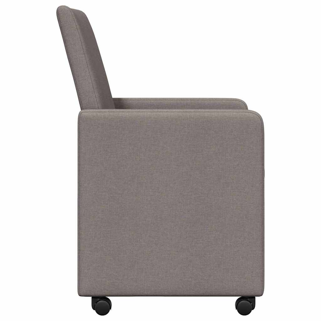 Dining Chairs with Casters 2 pcs Taupe 57 x 66 x 94 cm Fabric