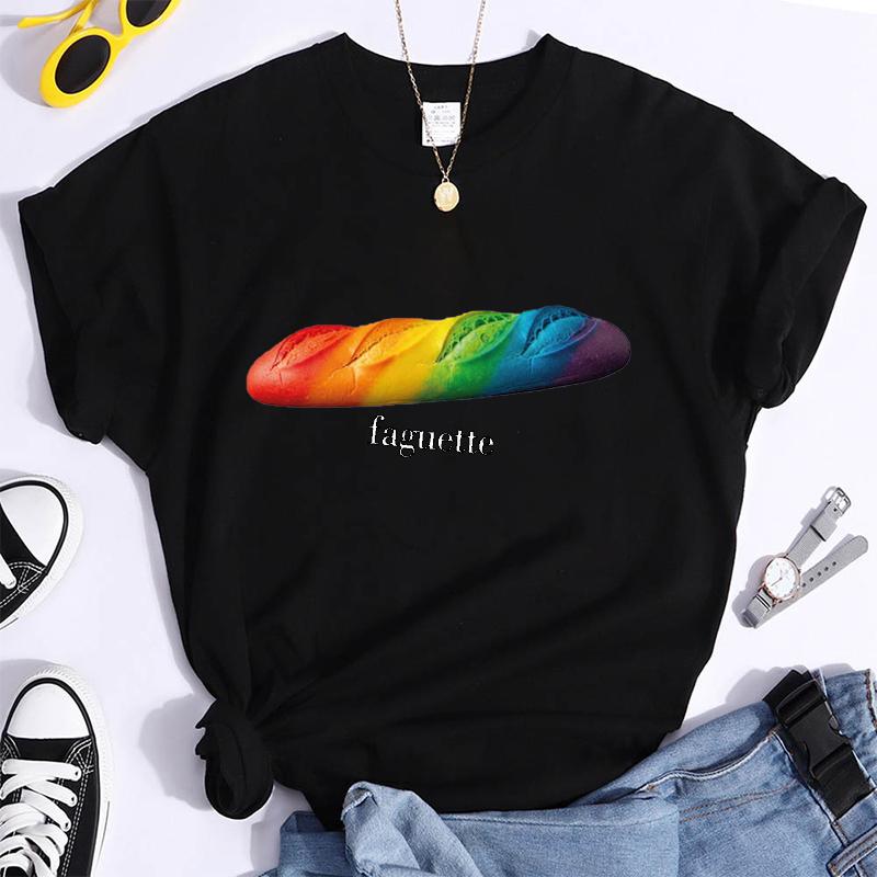 Fun Baguette Faguette LGBT Tshirts Women Men Short Sleeve Lesbian Bisexual Streetwear Fashion Crewneck GAY Trend Tshirts