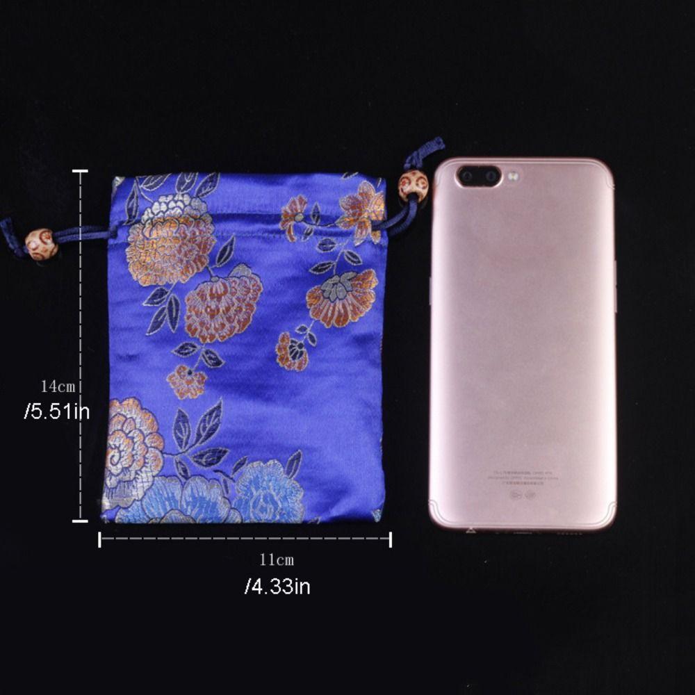 Chinese Style Embroidery Flower Drawstring Bag Coin Purse Jewelry Packing Bag  Hanfu Decor