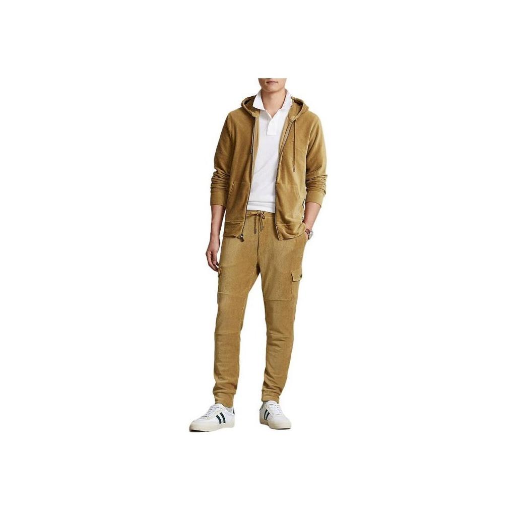 Polo Ralph Lauren FW22 Solid Color Logo Embroidered Hooded Drawstring Zip-Up Sweatshirt Men sweatshirt Brown 710877154-002
