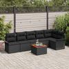 7 piece garden sofa set with cushions black poly rattan