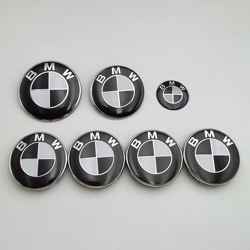 7-teiliges BMW Emblem Set 82mm 74mm 45mm 56mm 68mm Auto Front Motorhaube Logo Heckklappenplakette Radnabenkappen Aufkleber Lenkrad