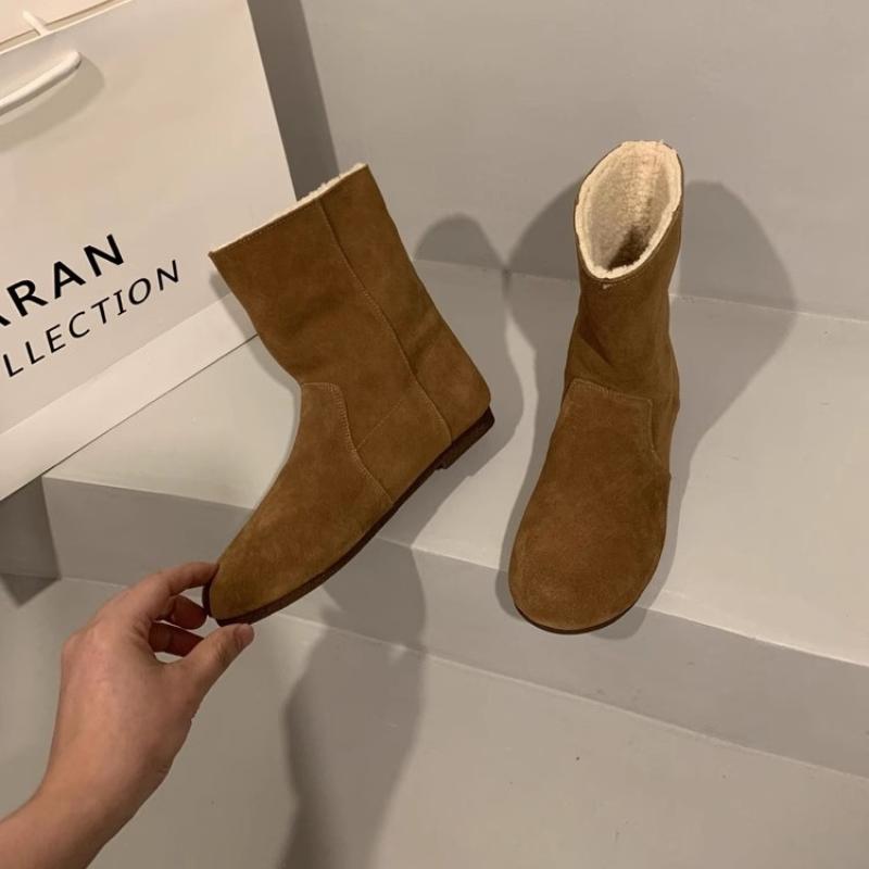 Woman Snow Boots 2026 Winter Warm Plush Comfortable Anti Slip Casual Cotton Shoes Flat Fashion Zipper Cold-proof Short Boots