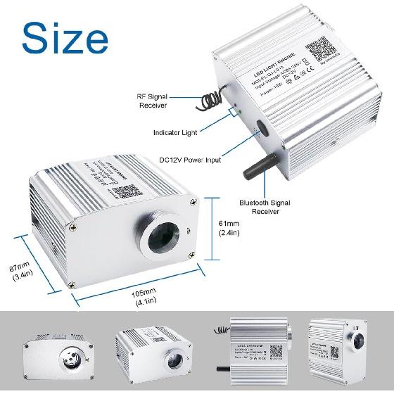 AKEPO 10W Twinkle Fiber Optic Light Engine Light Source, APP Control + Music Activated + 28-Key Remote Control for Car Stars Headliner and Home Star