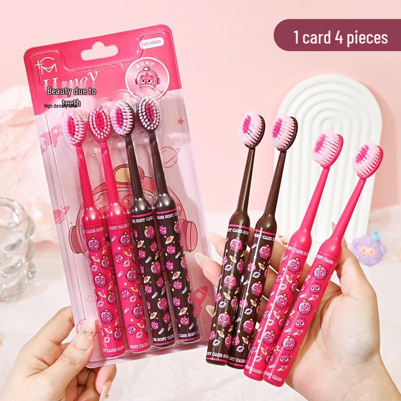 Han Ni Ya Cute Strawberry Bear Adult Toothbrush with Soft Bristles and Gum Protection