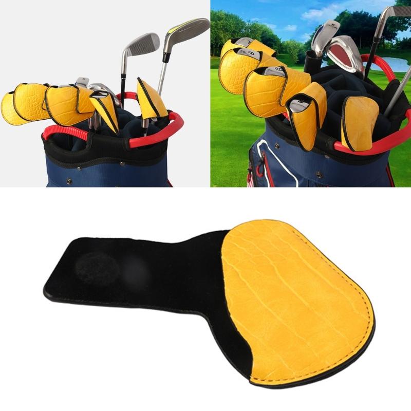 Universal Yellow Golf Iron Club Head Cover Protection Sleeve Golf Rod Head Cases Waterproof PU Golf Club Head Cover