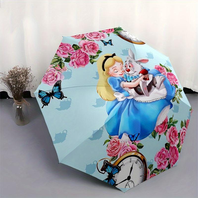 1 Auto Open Alice, White Rabbit Themed Colorful 8-rib Portable Umbrella for Men and Women, A Compact Commuting Companion Suitable for Daily