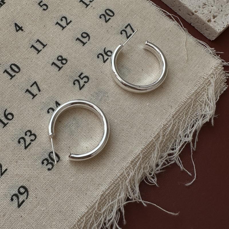 925 Sterling Silver Vintage Earrings For Women Trendy Simple Round Shape Earring Jewelry Prevent Allergy Party Accessories