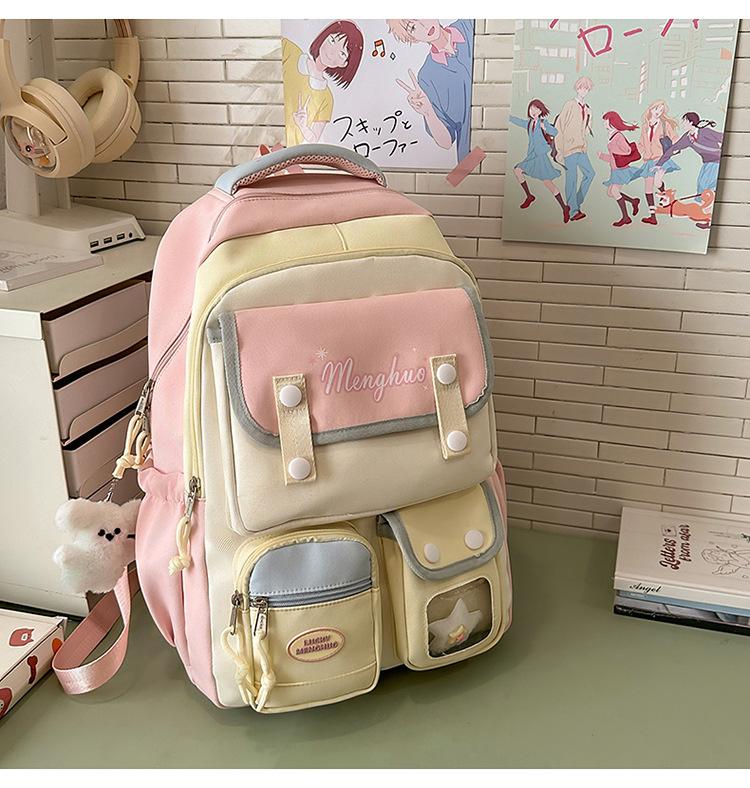 College Cute Large Capacity Middle and High School Students Computer School Bag Casual Versatile Backpack Commuting Sweet Makeup Bag