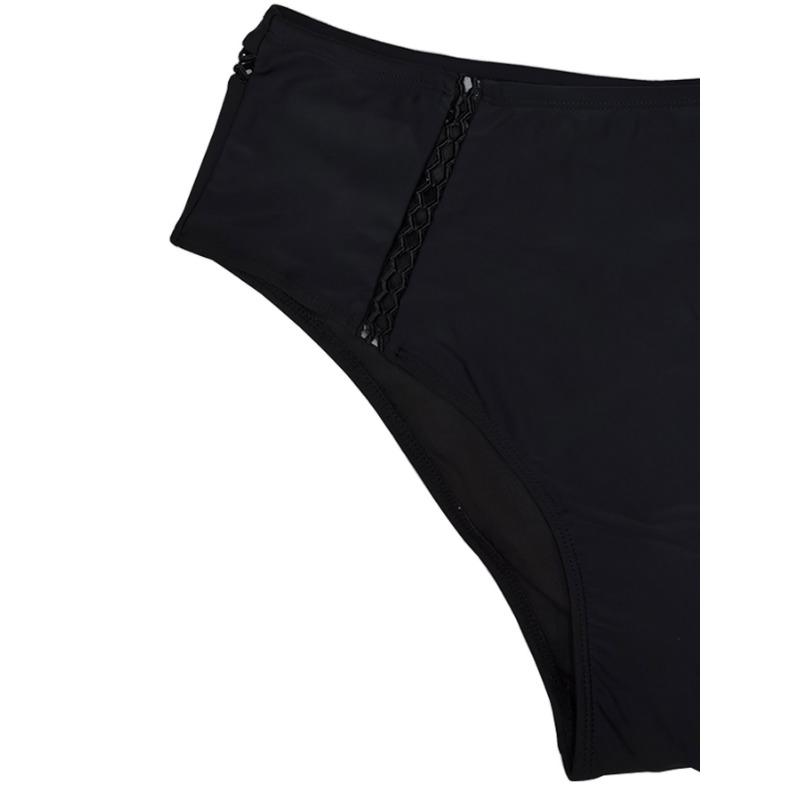 Women S Plus Size Solid Black Split Sexy Backless High Waist Swimsuit