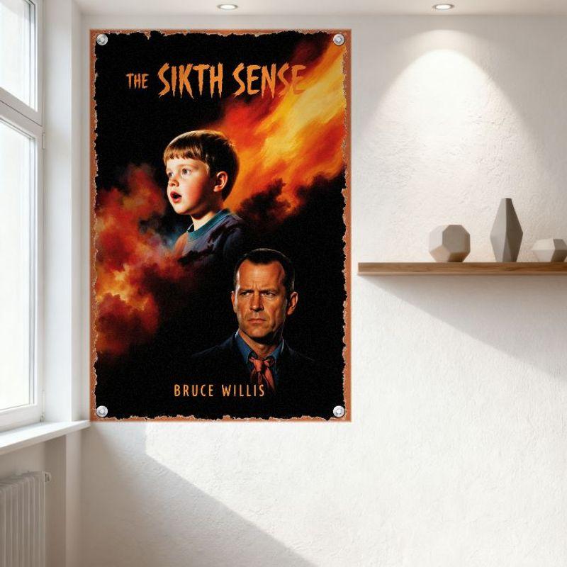 The Sixth Sense Metal Tin Sign Vintage Movie Poster Wall Plaque for Home Office Man Cave Bar Decor