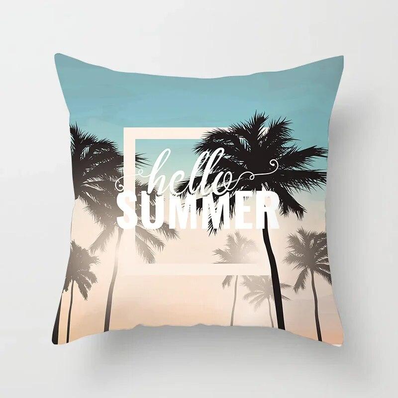 45X45CM Summer Beach Charming Landscape Pillowcase Palm Tree Plant  Bed Sofa Car Cushion Cover Home Decoration