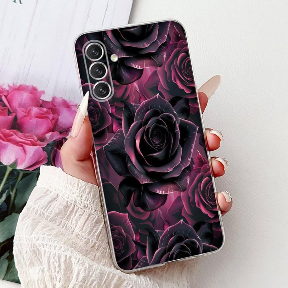 For Samsung Galaxy A24 4G Case SM-A245F Cover Fashion Flower Marble Soft Silicone Phone Covers For Samsung A14 A34 A54 5G Fundas