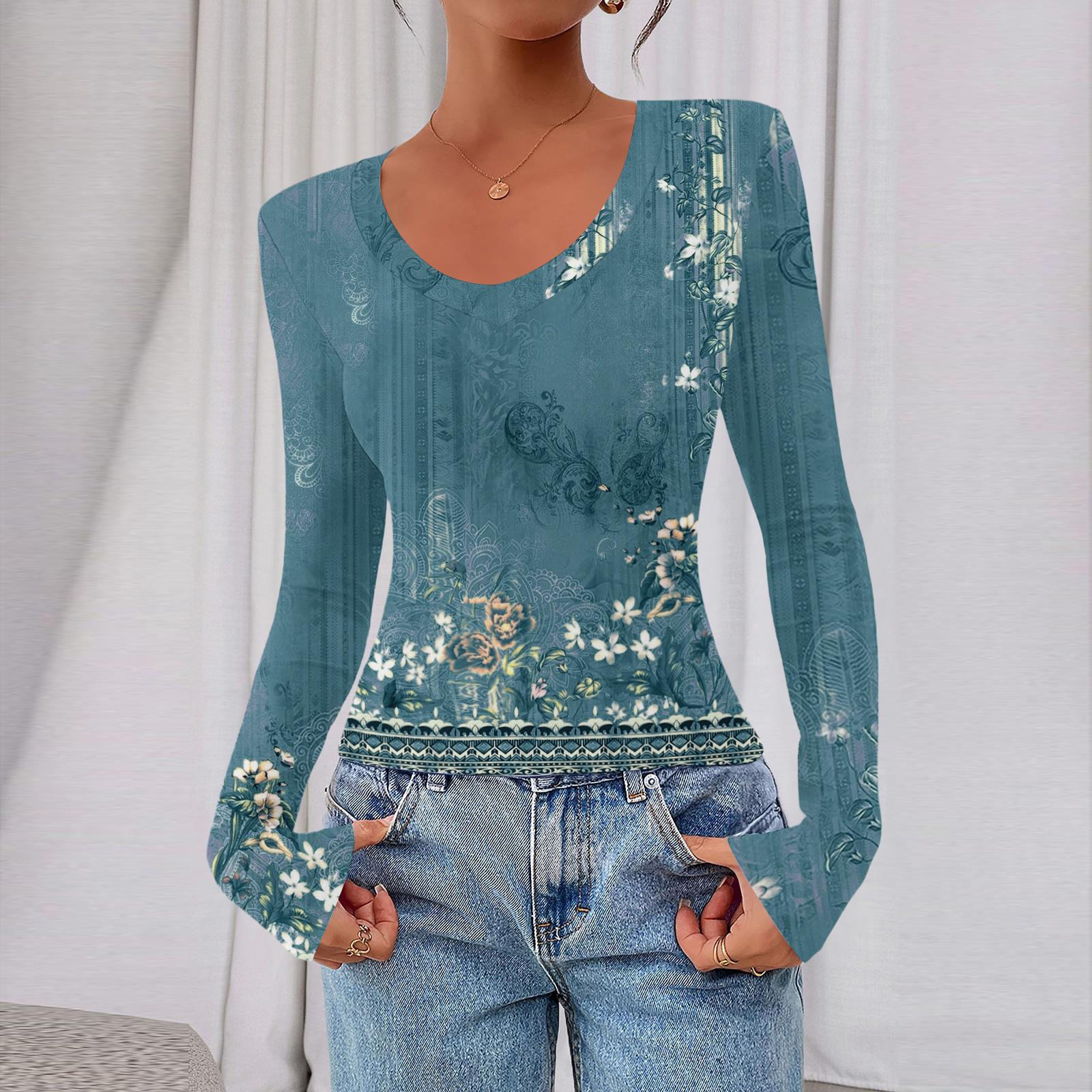 

Женский повседневный модный топ с глубоким V-образным вырезом, облегающий, укороченный, с ретро-принтом для прогулок XL зелёный