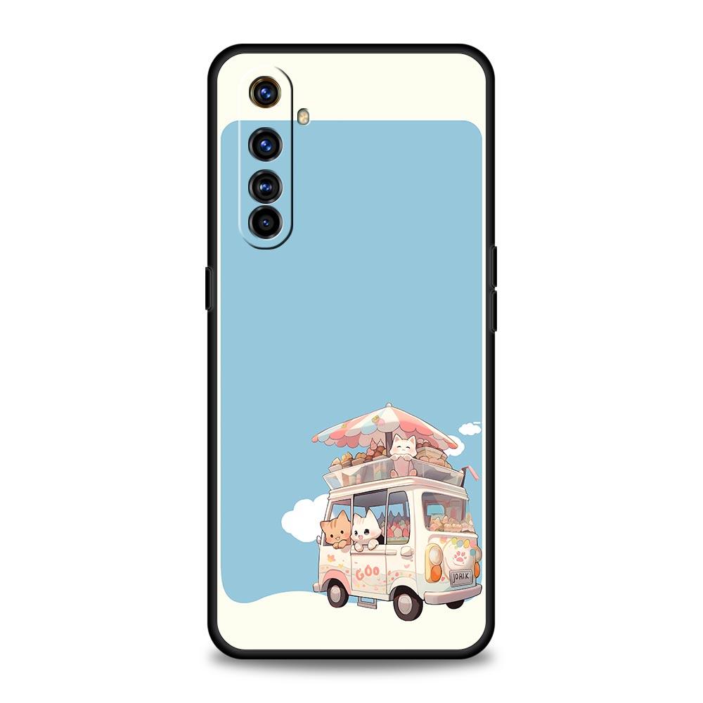 Cute Cartoon Dog Cat Vehicle Case For Realme 16 15T 14 13 12 11 10 4G 9 8 5G Pro Plus C21 C25 C35 GT5 GT3 Neo 2 3 3T 5 Cover