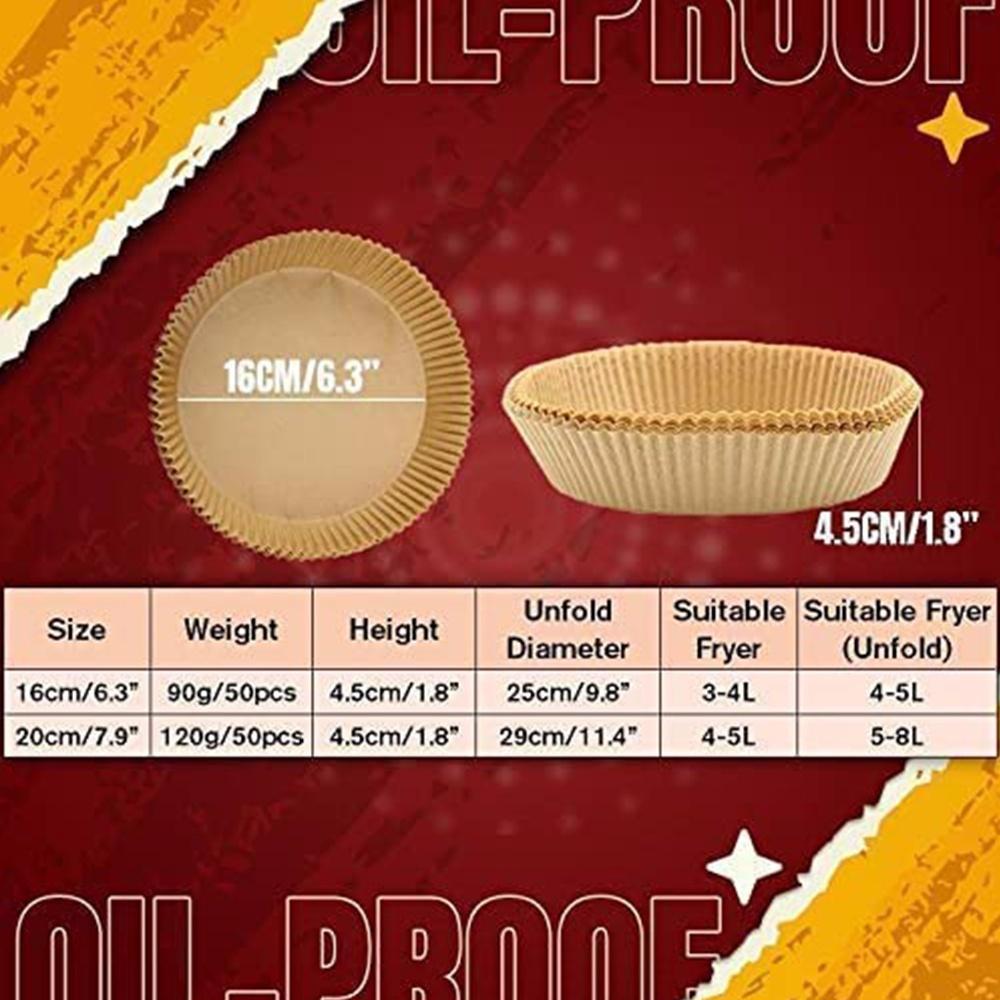 Air Fryer Paper Non-Stick Disposable 6.3 Inch Unperforated Parchment Paper Bamboo Steamer Liners Steaming Basket