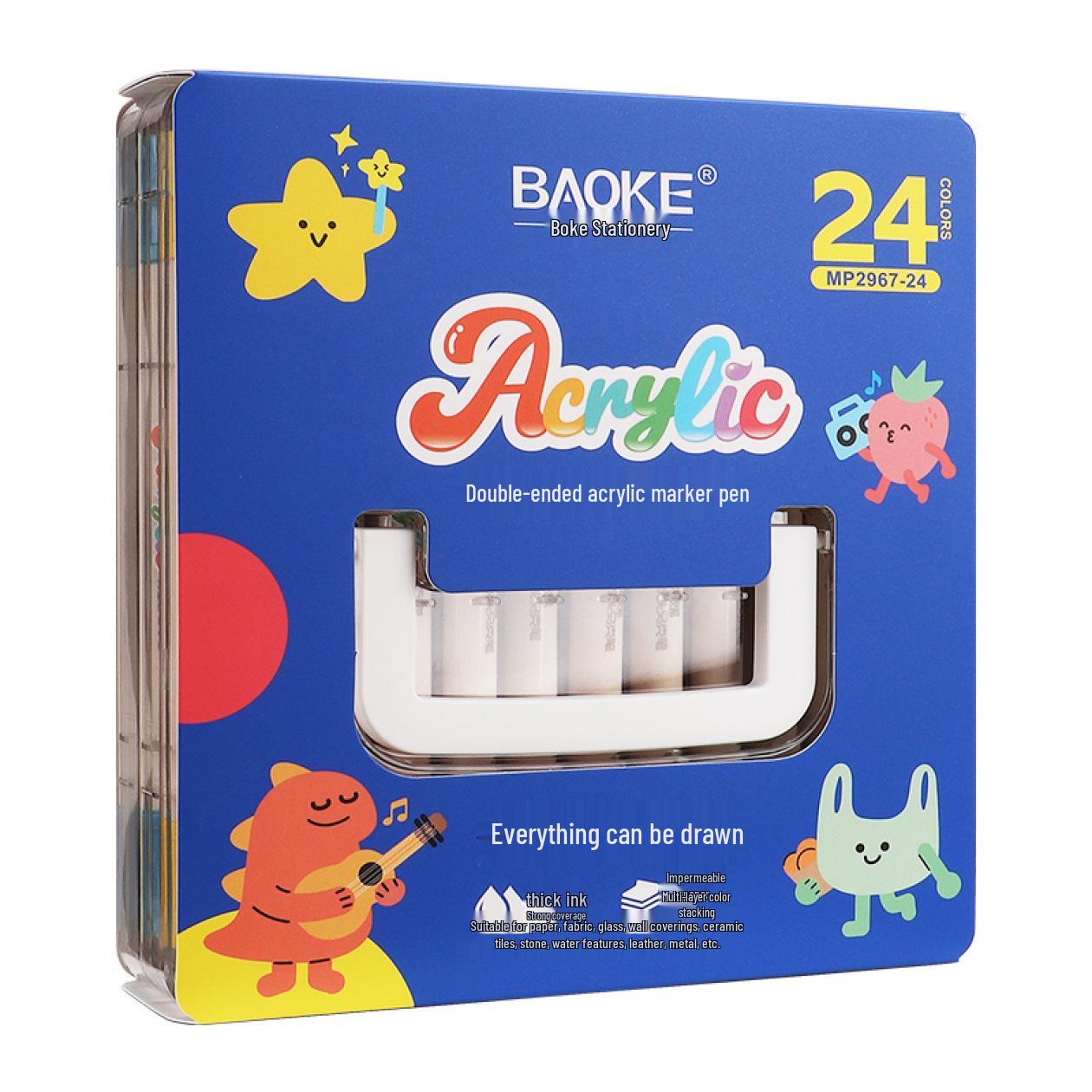 BaoKe MP2967 Double-Ended Washable Acrylic Markers for Kids - Special Art Watercolor & DIY Graffiti Pens