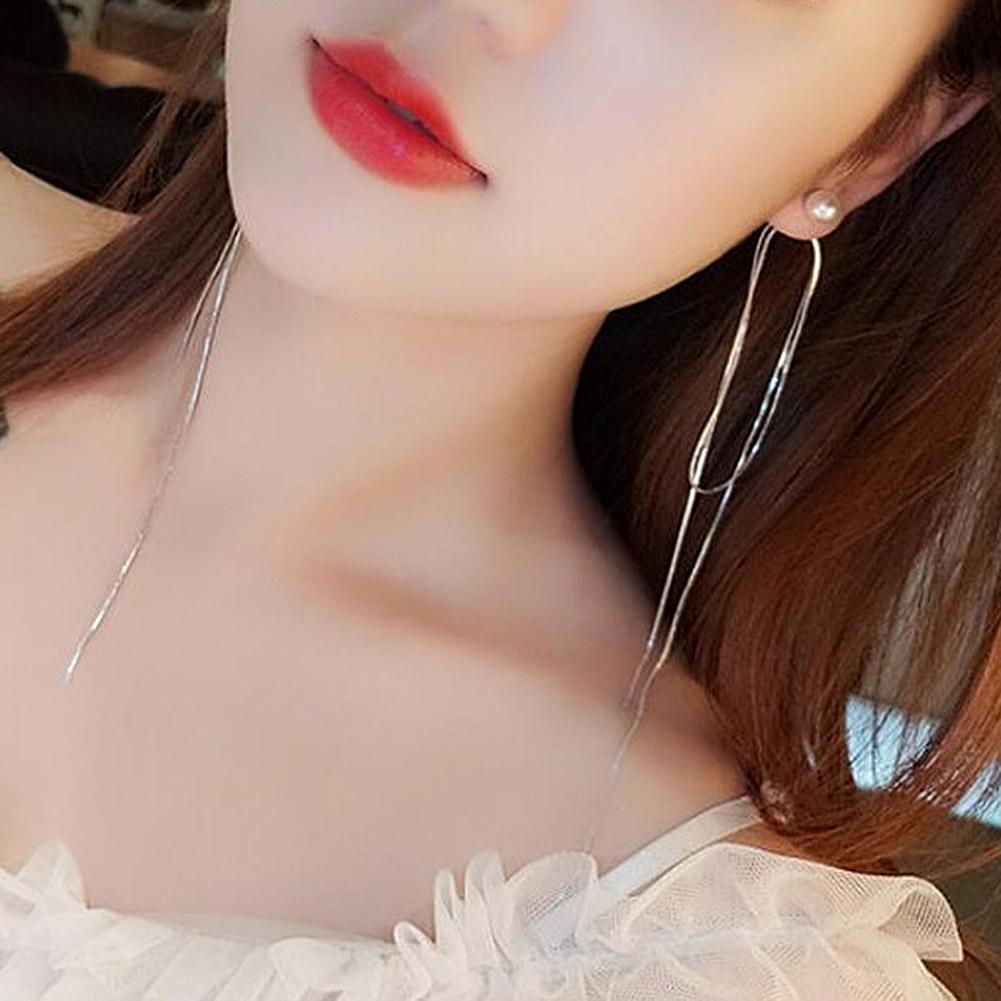 Damen Wellen Tropfen Statement Strass Quaste Perlen Ohrringe Schmuck