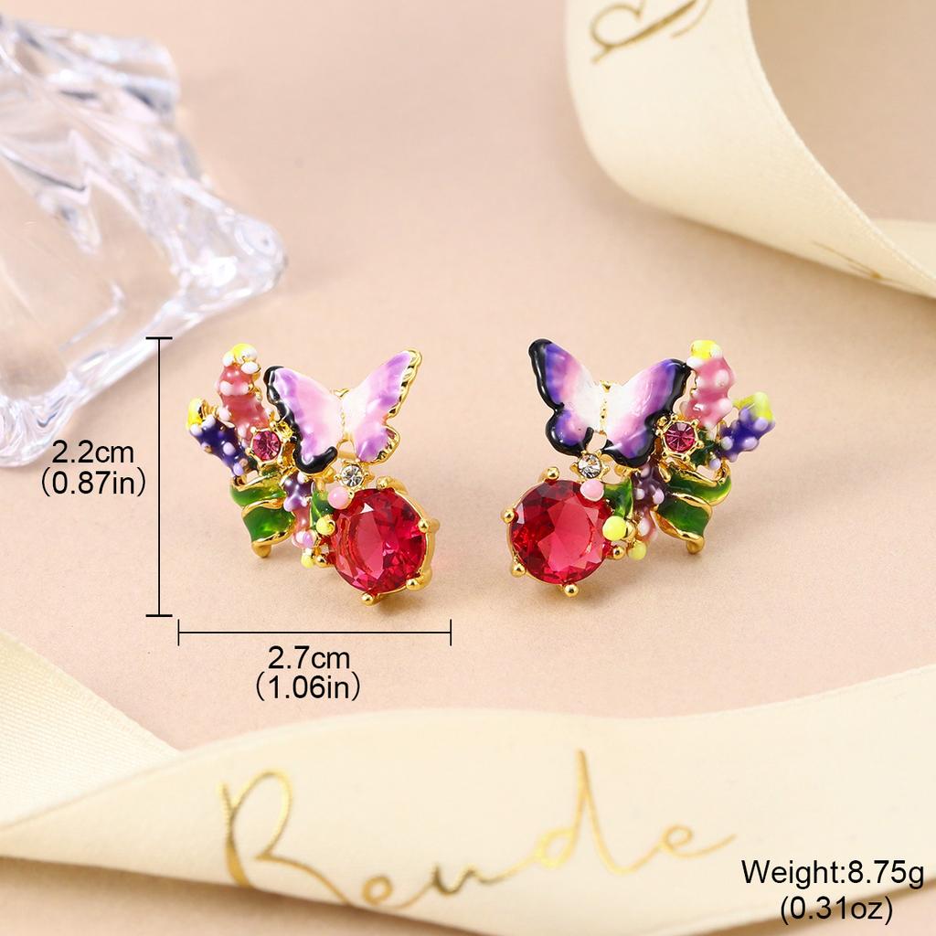 Personalized French Mori Enamel Dripping Oil Niche Bow Earrings Summer Jewelry Three-dimensional Color Stud Earrings