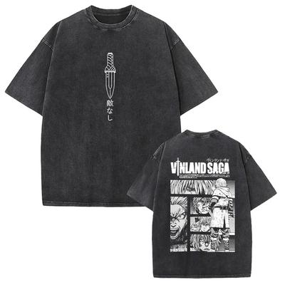 Maglietta Grafica Manga VINLAND SAGA Thorfinn Lavaggio Vintage Oversize Maglietta Uomo Donna Abbigliamento Estate Cotone Manica Corta
