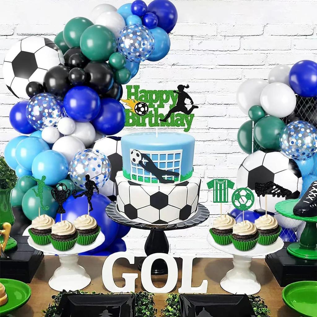 Hot Football Theme Balloon Chain Set Blue Boy Birthday Balloon Wreath Arch Decorative Set