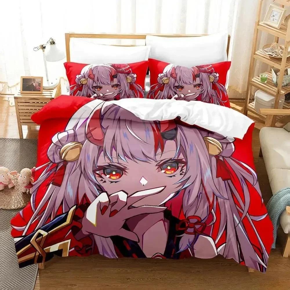 3D Anime Kawaii Nakiri Ayame Printed Bed Set Duvet Cover Pillowcase Bedding Set Bed Linen Sheet Quilt Cover Full Queen King Size
