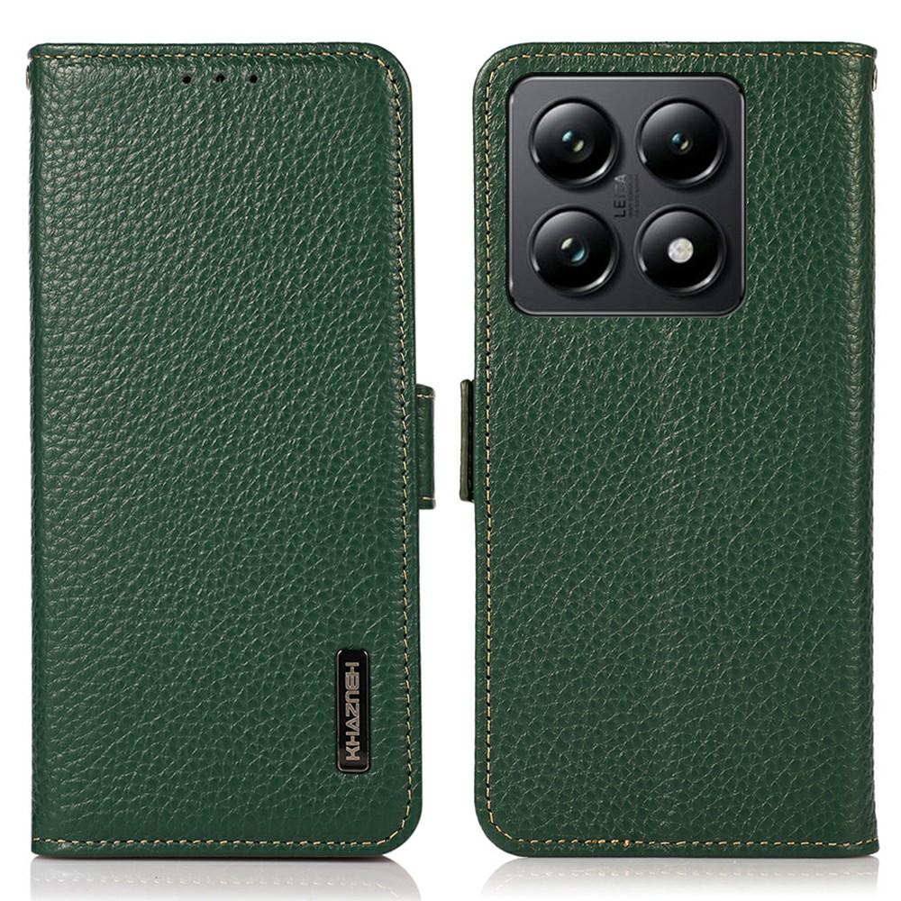 KHAZNEH For Xiaomi 14T Phone Case Genuine Cow Leather Cover RFID Blocking
