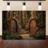 Dreamy Fairy Tale Forest Background, Natural Jungle Forest Wonderland Magic House, Children Birthday Party Photography Backdrop