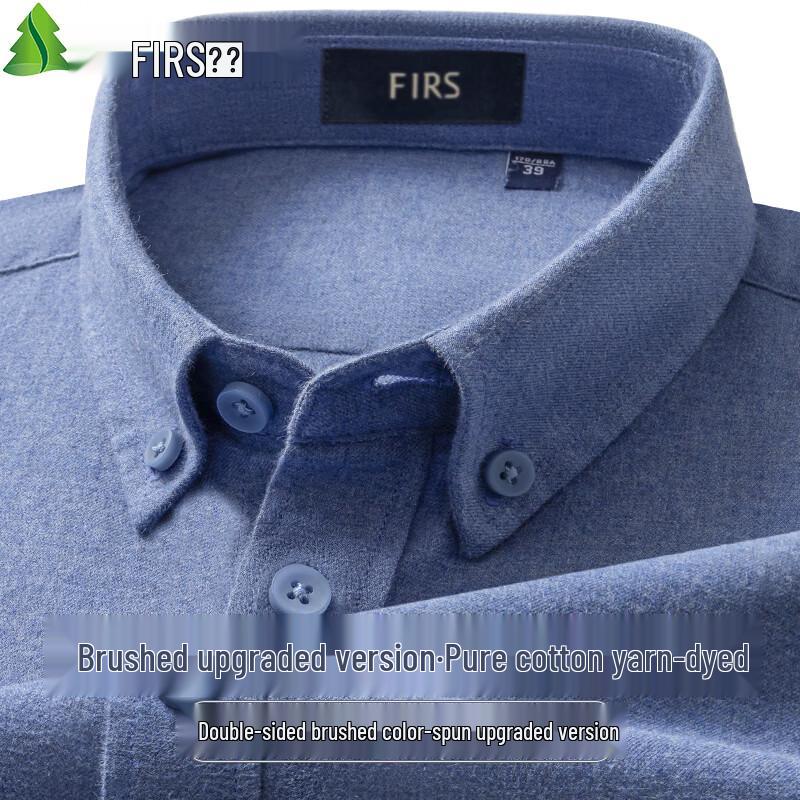 Sugiyama Herren Zweifach aufgerautes Reines Baumwoll Flanellhemd