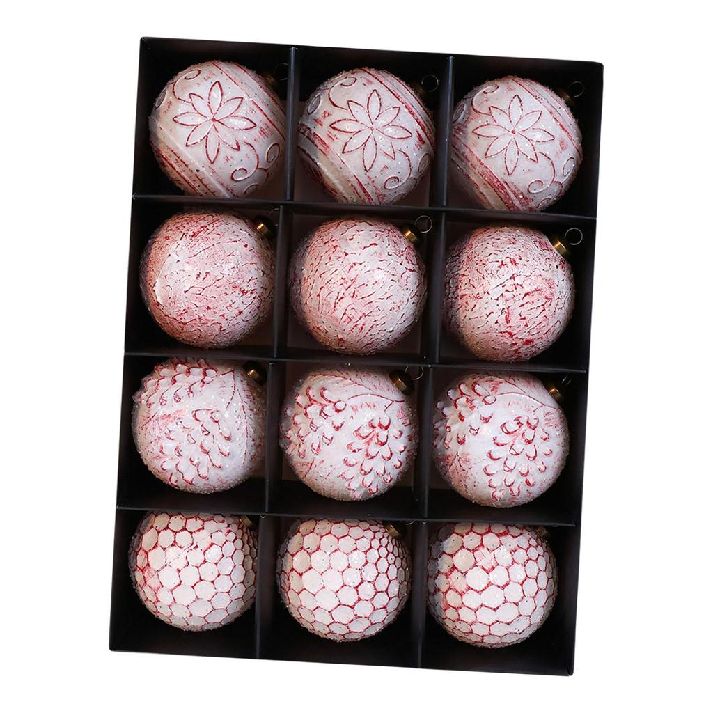 12 Pieces 3.15inch Christmas Hanging Balls Thoughtful Gift Multipurpose Traditional Lightweight for Home Party Vintage Design