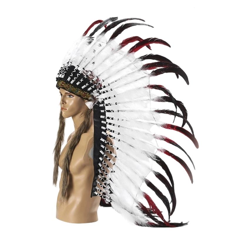Authentic Local American Feather Headdress For Cultural Festivals Costume Parties And Stage Performances Lightweight Design Nature Friendly Materials