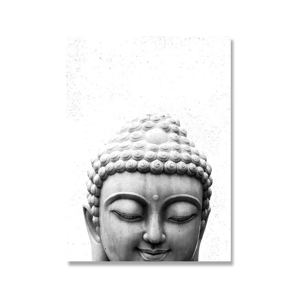 Canvas Painting Buddha Statue Mindfulness Quote Black and White Posters Prints Nordic Wall Art Pictures for Living Room Decor