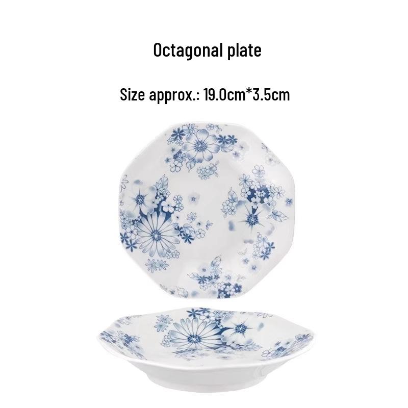 Mino Ware Hand-Painted Blue and White Ceramic Bowl - Japanese Embossed Tableware for Sushi and Soup.