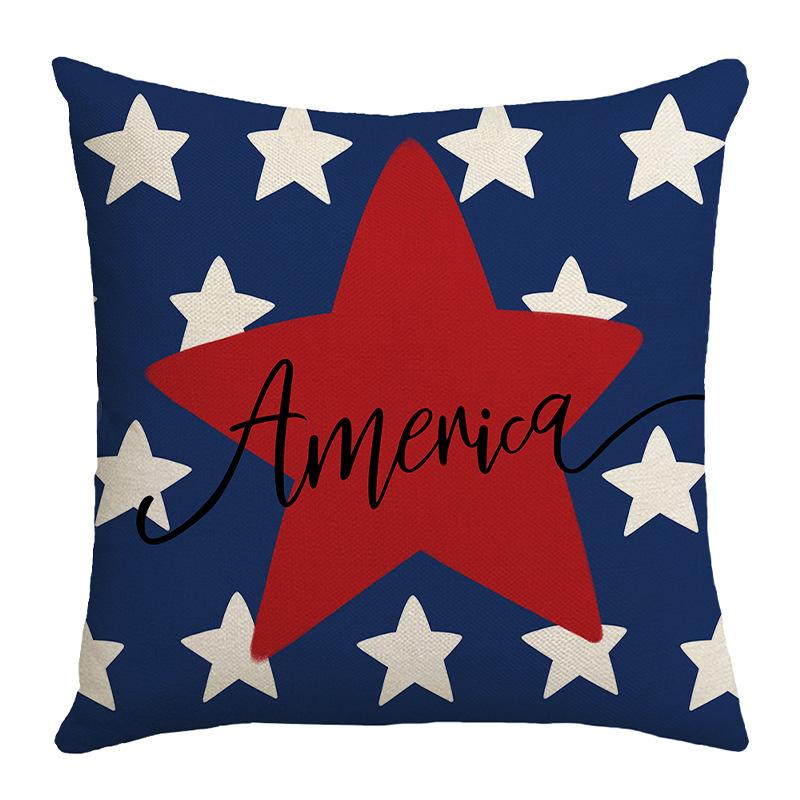 

Home Sofa Linen Cushion Cushion Independence Day Love Star Letter Print Red and Blue Stripes 45 * 45Cm (without core)