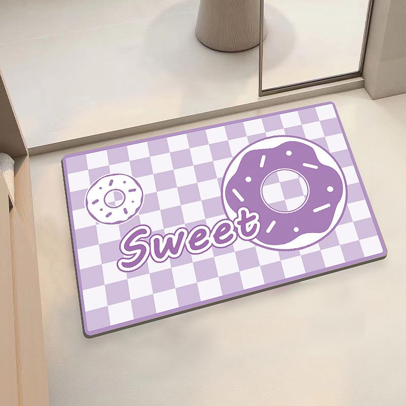 Checkerboard Soft Diatom Mud Absorbent Mat Bathroom Bathroom Door Non-slip Quick Drying Mat Door Mat Entry