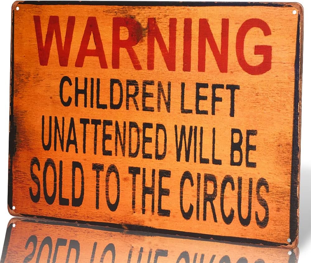 dingleiever-TIN Sign Warning Children Circus Metal Decor Art Kitchen Store Ranch Bar