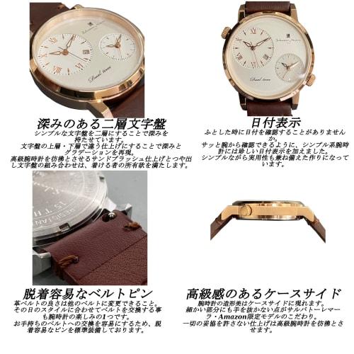 [Salvatore Marra] Men's Women's Watch Stainless Steel Black Silver Analog Quartz Dual Time Business Casual Leather Belt SSBK