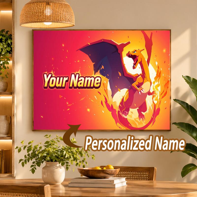 Charizard Custom Name Diamond Painting Personalized 5D Full Drill DIY Diamond Art Home Decor